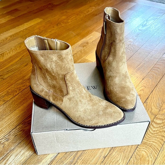 🎁 J. Crew Suede Tan Golden Brandy Western Ankle Boots NWT Size 7.5 - Picture 4 of 11